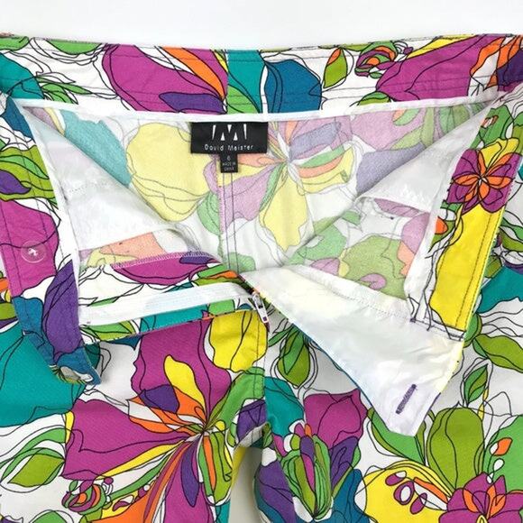 David Meister Bright Floral Print Cropped Pants Size 6 - Picture 4 of 9